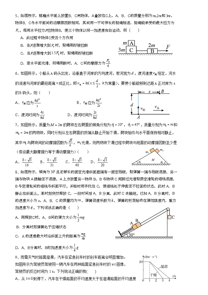 金益高中高一年级十二月月考物理试卷第2页