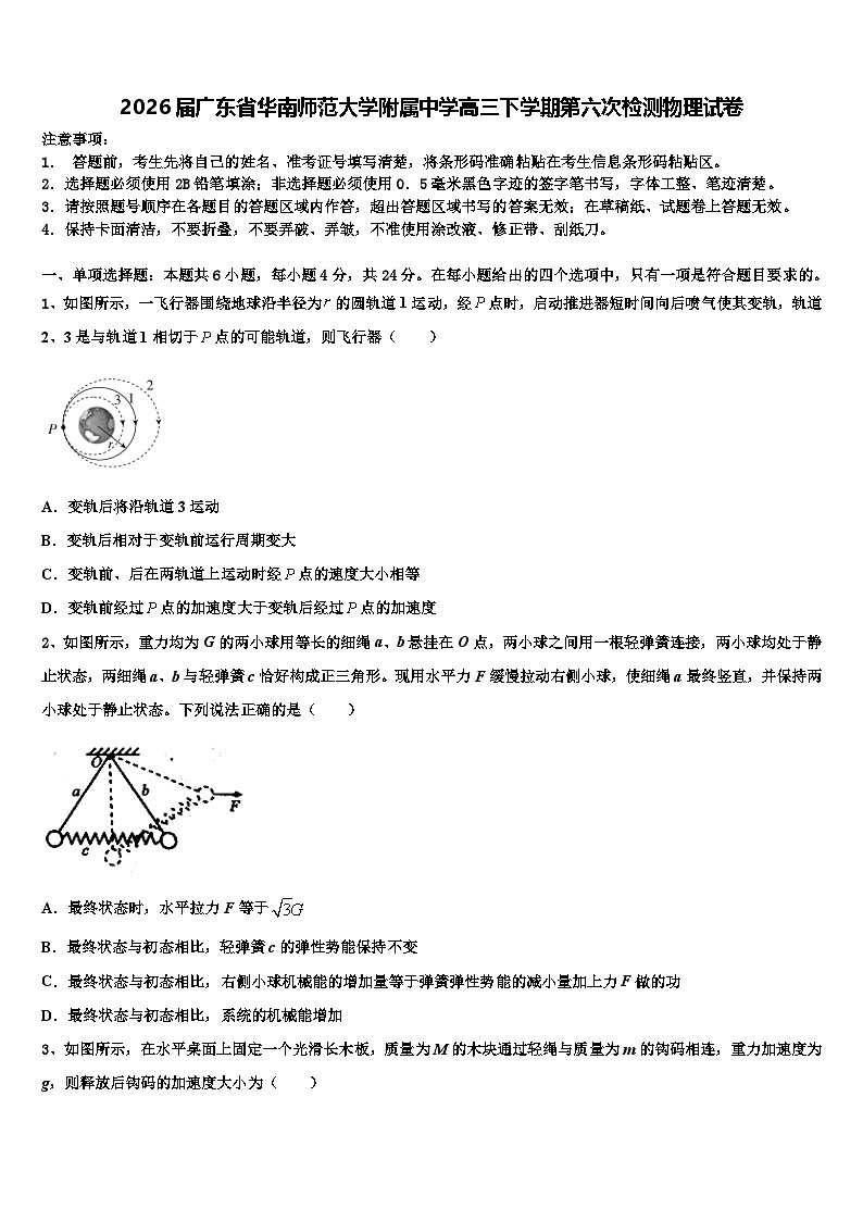 2026届广东省华南师范大学附属中学高三下学期第六次检测物理试卷含解析第1页