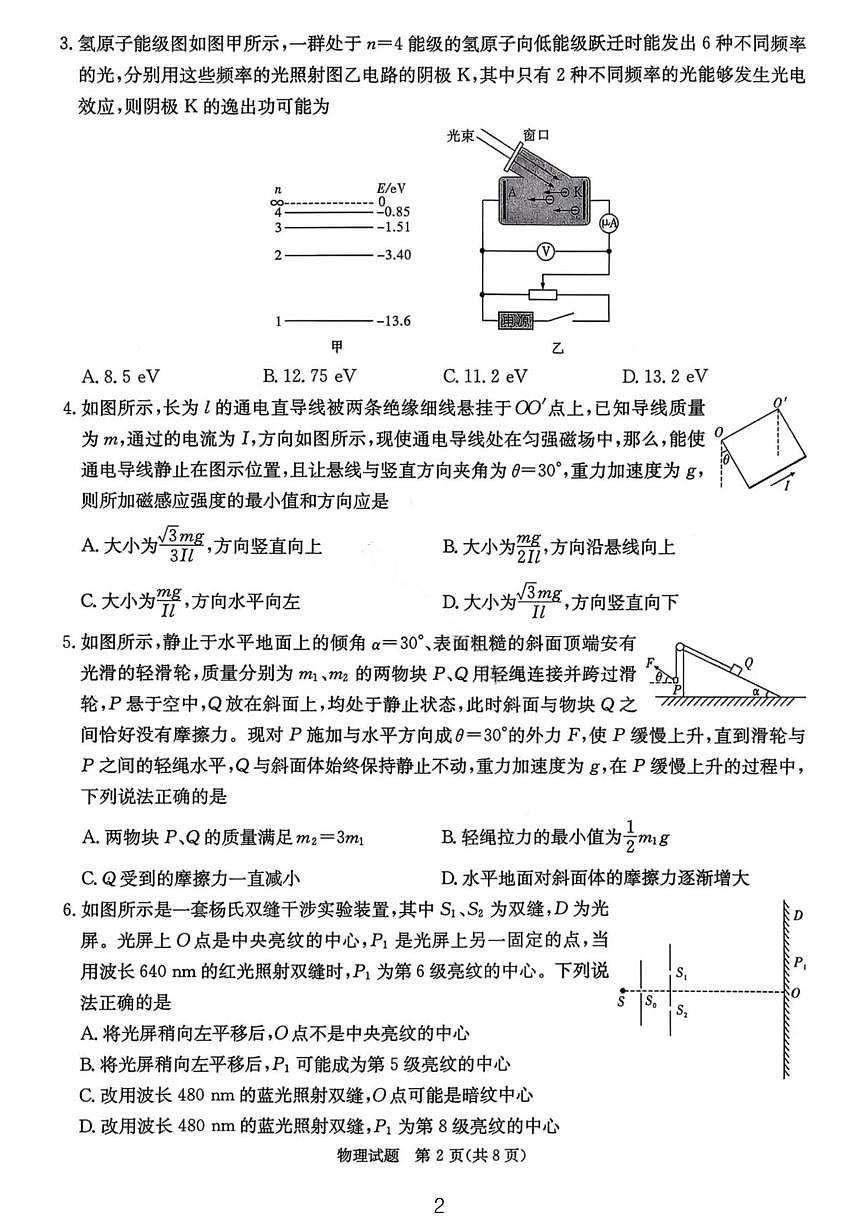 物理丨湖南省名校联考联合体2026届高三上学期1月联考试卷及答案第2页