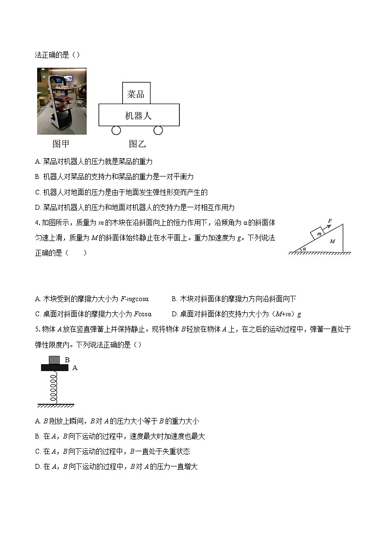 2025-2026学年山东省高一（上）期末考前仿真卷物理试卷B-自定义类型第2页