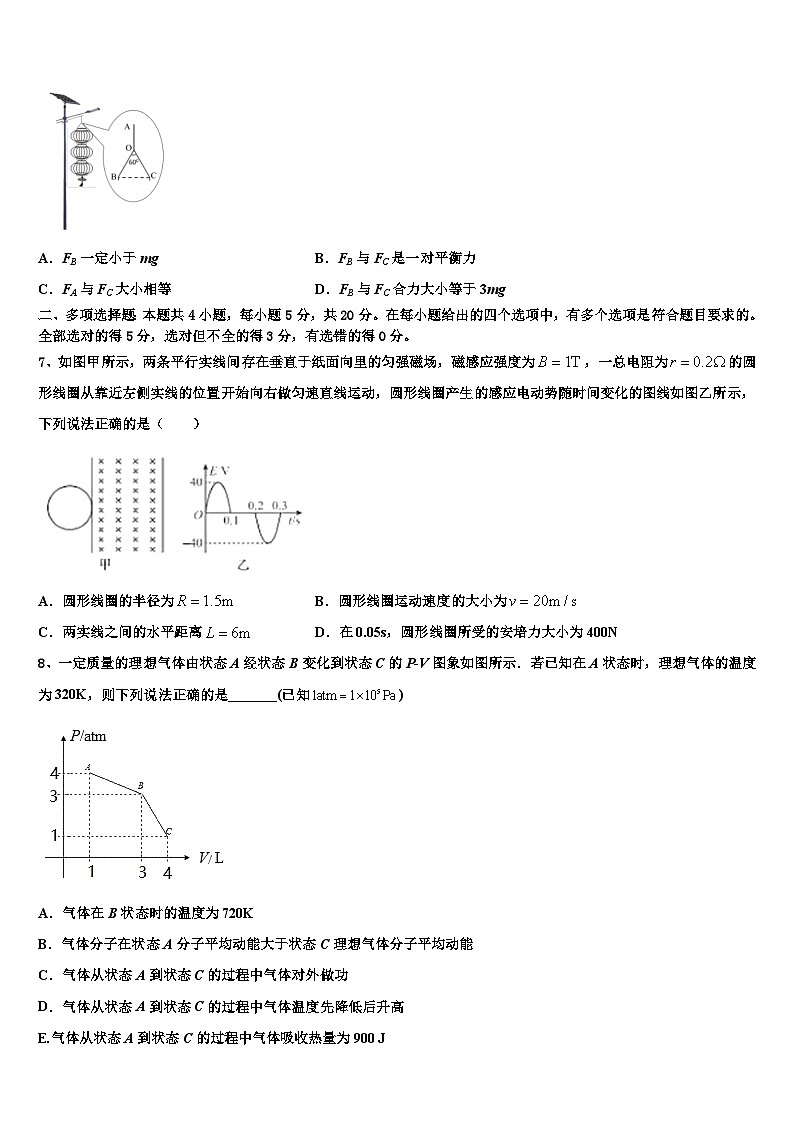 2026届广东省清远市第一中学高考物理五模试卷含解析第3页