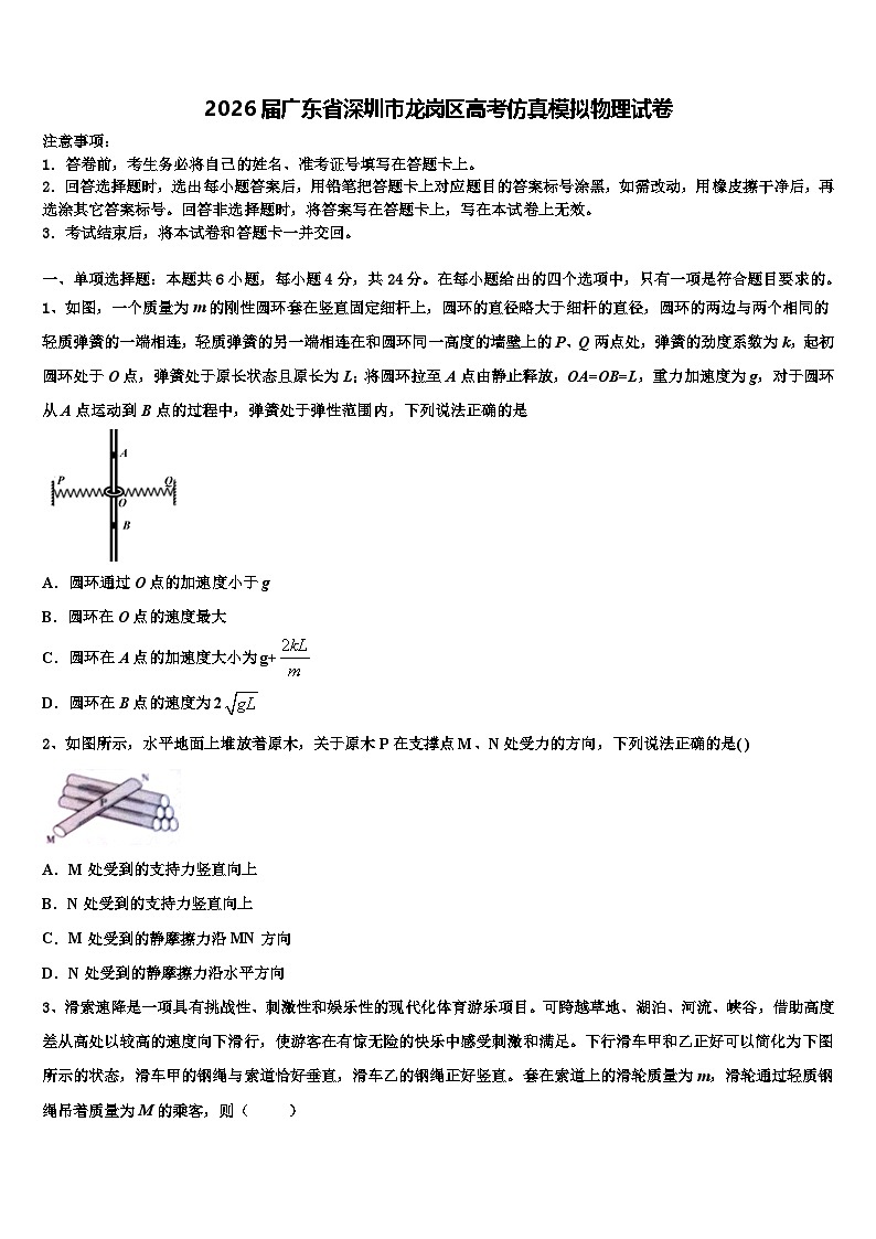 2026届广东省深圳市龙岗区高考仿真模拟物理试卷含解析第1页