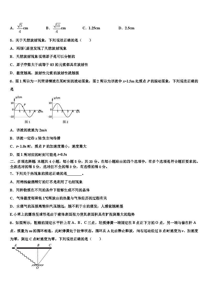 2026届广东省深圳市龙岗区高三第一次调研测试物理试卷含解析第2页