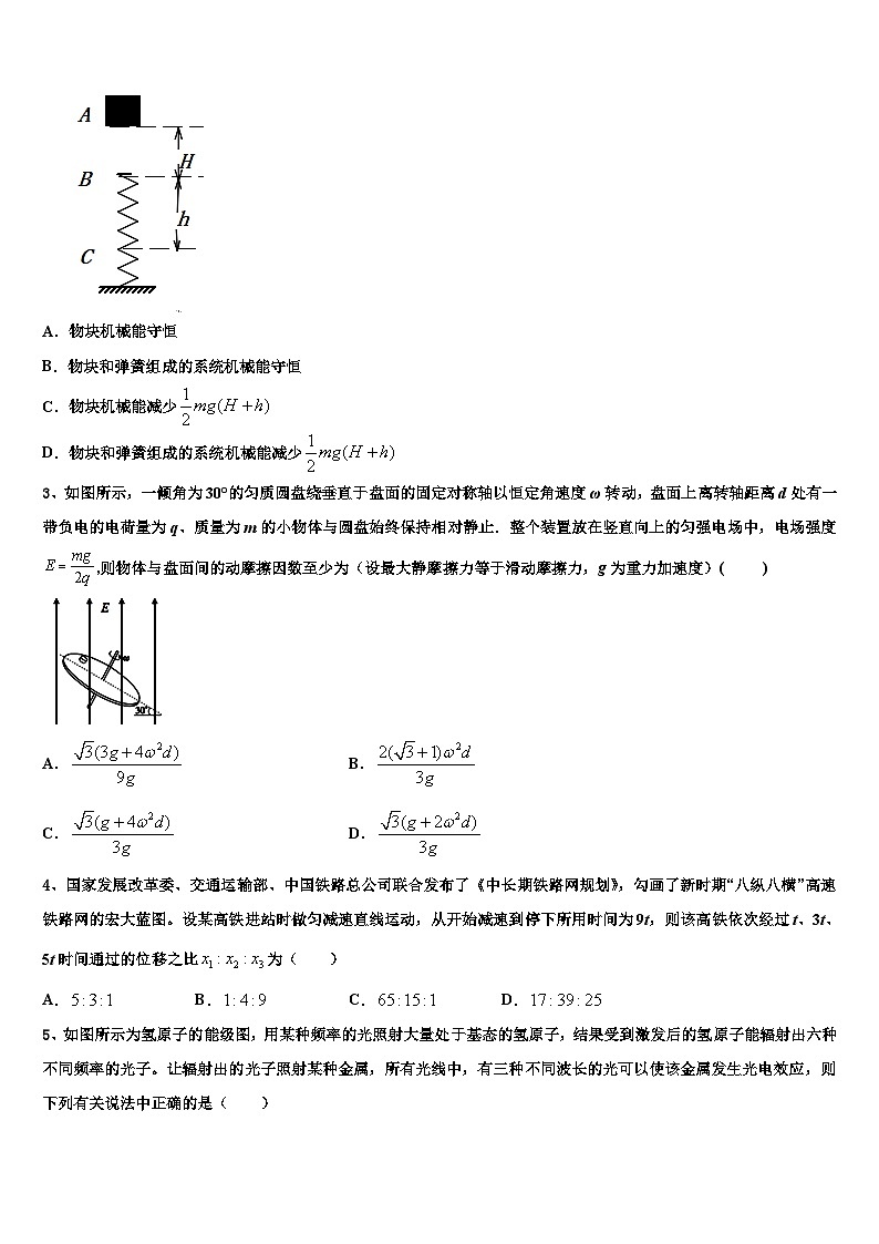 2026届广东省深圳市龙岗区高三第一次模拟考试物理试卷含解析第2页