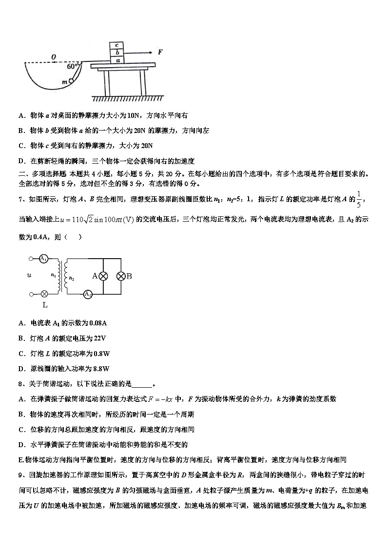 2026届广东省深圳市第二高级中学高三第一次模拟考试物理试卷含解析第3页