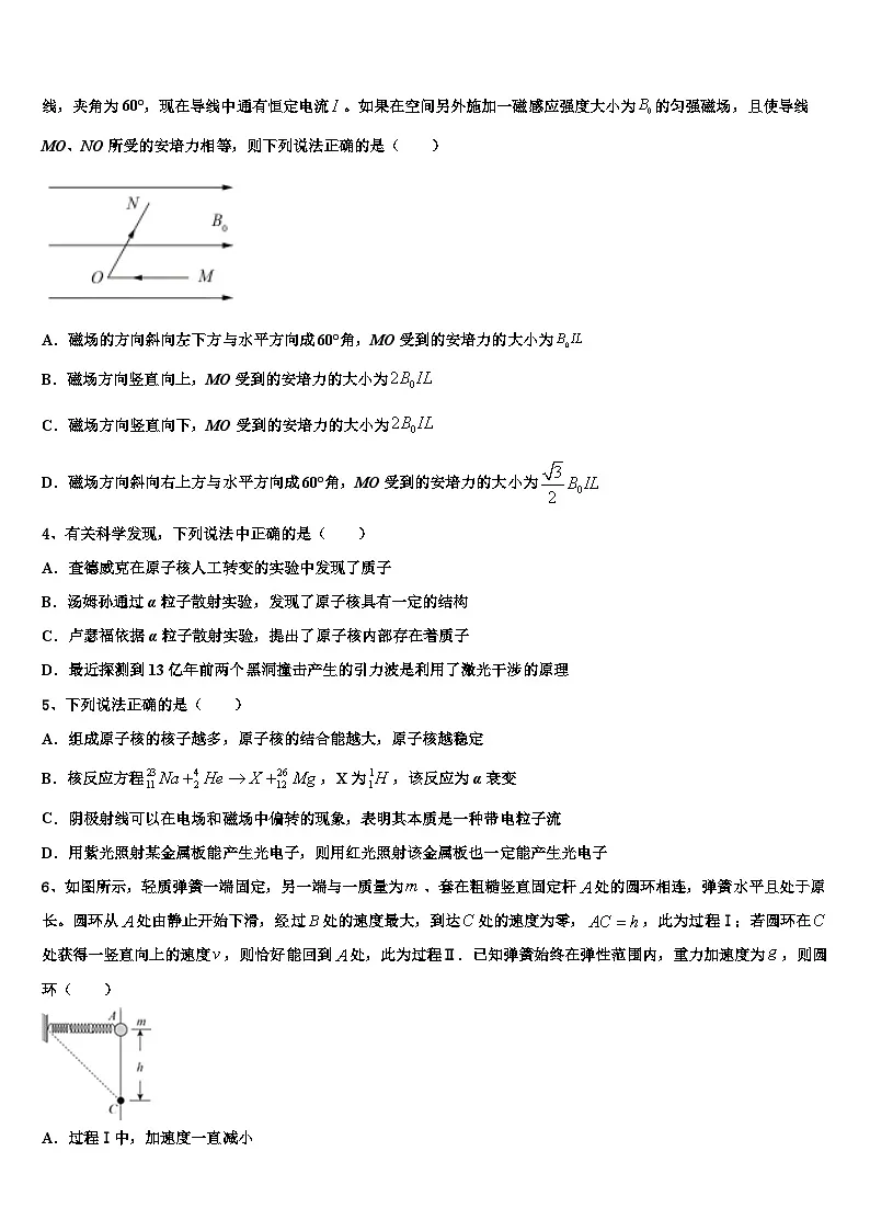 2026届广东省肇庆市实验中学高三第二次诊断性检测物理试卷含解析第2页