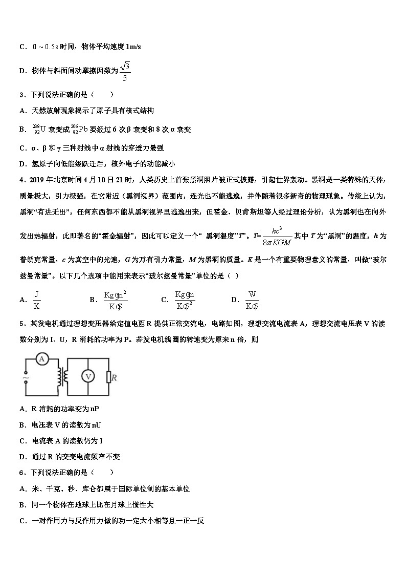 2026届广东省揭阳市惠来一中、揭东一中高三第四次模拟考试物理试卷含解析第2页