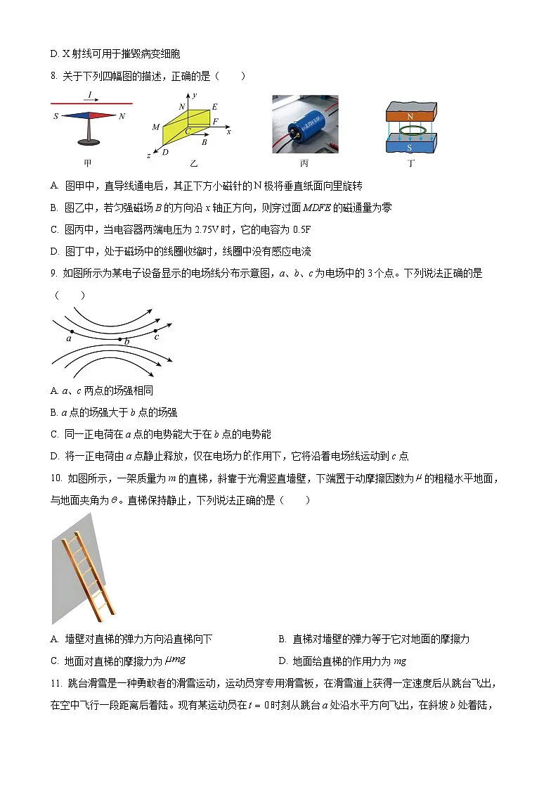浙江省县域教研联盟2025-2026学年高二上学期学业水平模拟考试物理试题（原卷版）第3页