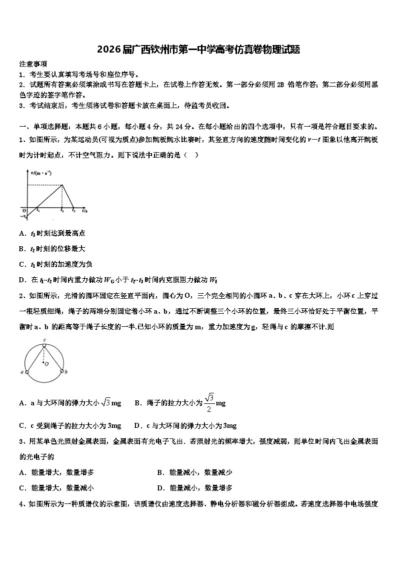 2026届广西钦州市第一中学高考仿真卷物理试题含解析第1页