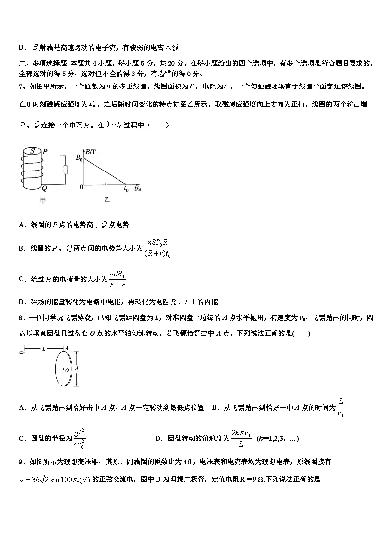 2026届广西省贺州市桂梧高中高考仿真模拟物理试卷含解析第3页