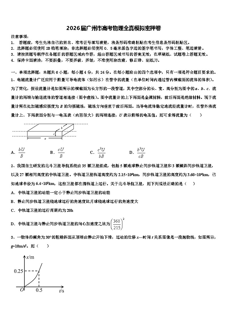 2026届广州市高考物理全真模拟密押卷含解析第1页