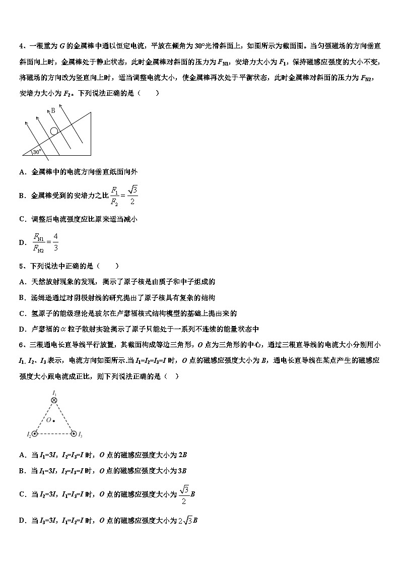 2026届哈尔滨市重点中学高考考前模拟物理试题含解析第2页