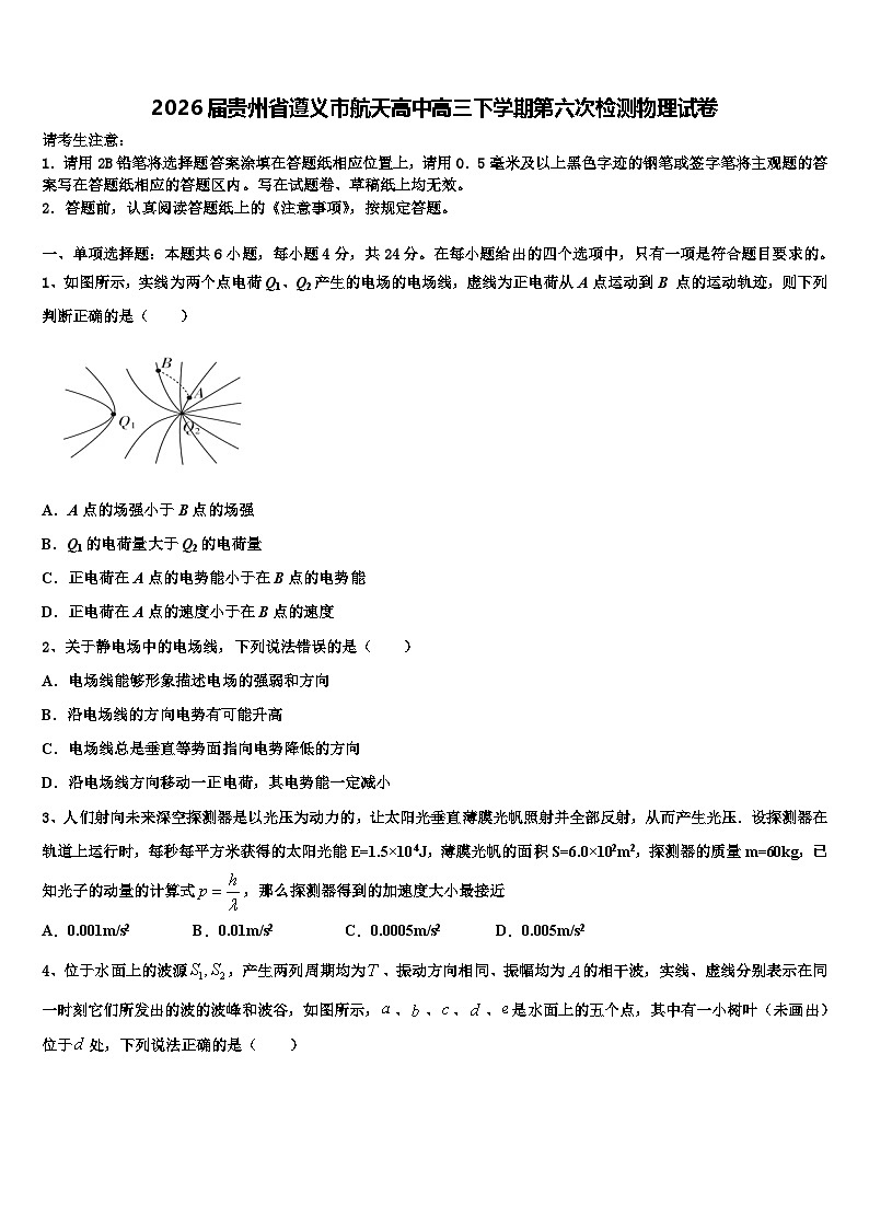 2026届贵州省遵义市航天高中高三下学期第六次检测物理试卷含解析第1页