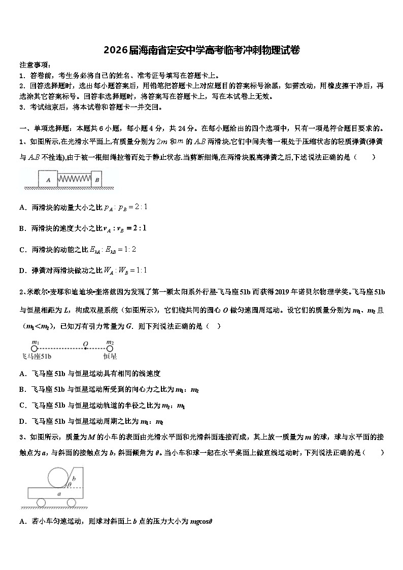 2026届海南省定安中学高考临考冲刺物理试卷含解析第1页