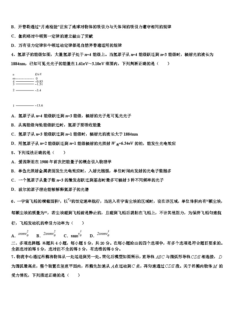 2026届海南省临高县临高中学高三第四次模拟考试物理试卷含解析第2页