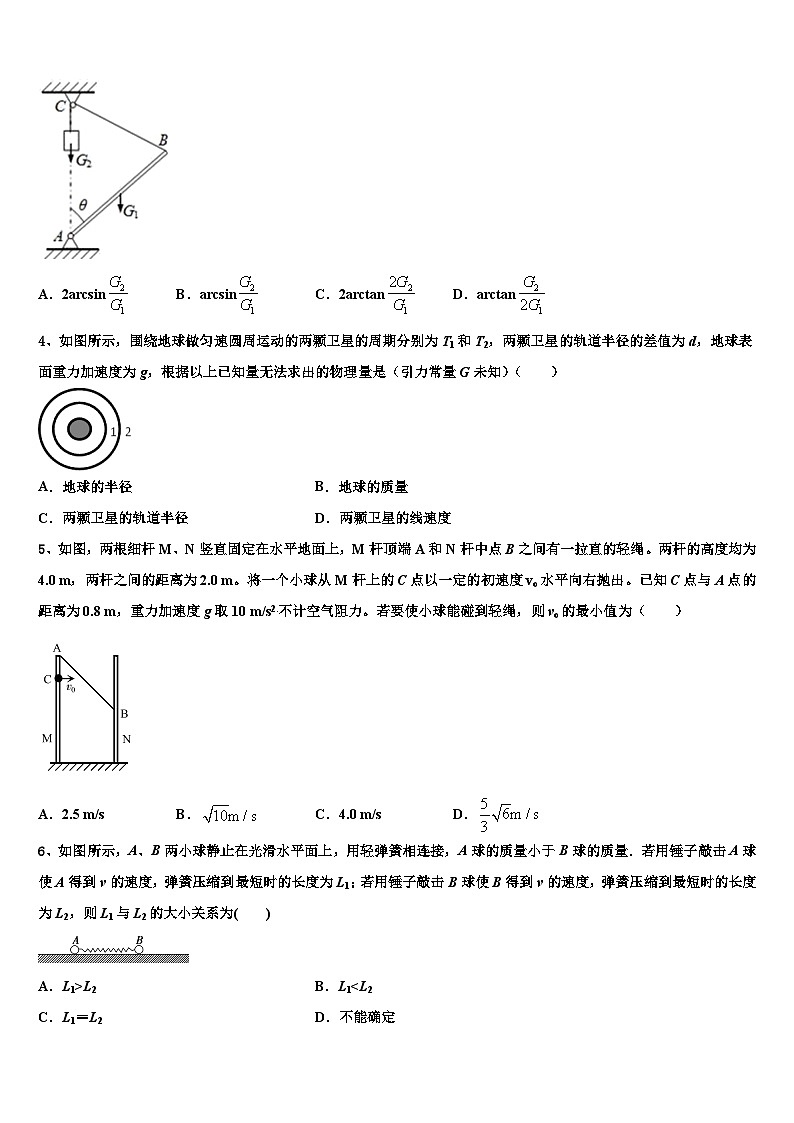 2026届杭州学军中学高考物理押题试卷含解析第2页