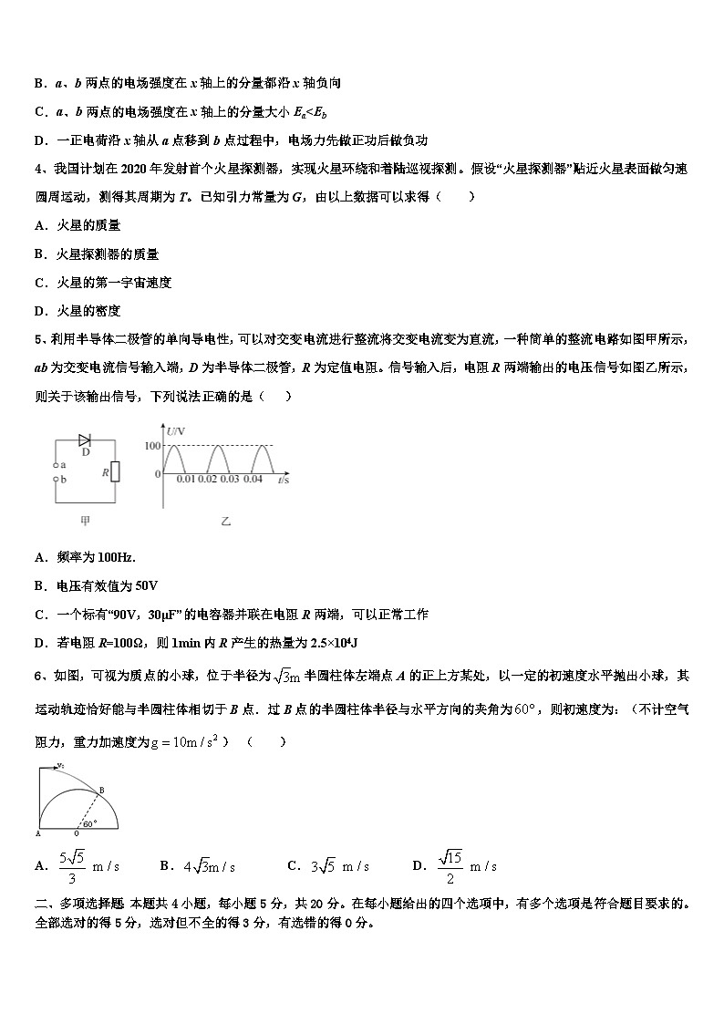 2026届河北省承德市第一中学高三第二次模拟考试物理试卷含解析第2页