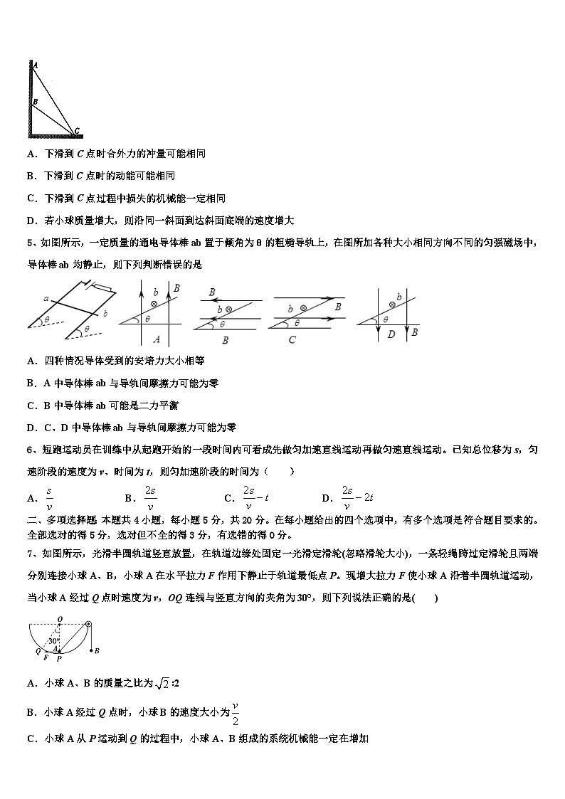 2026届河北省八所重点中学高三最后一卷物理试卷含解析第2页