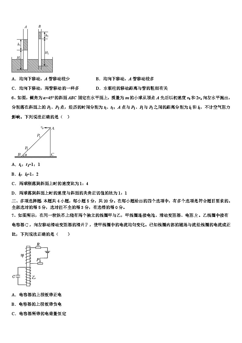2026届河北省鹿泉一中高三下学期一模考试物理试题含解析(1)第3页