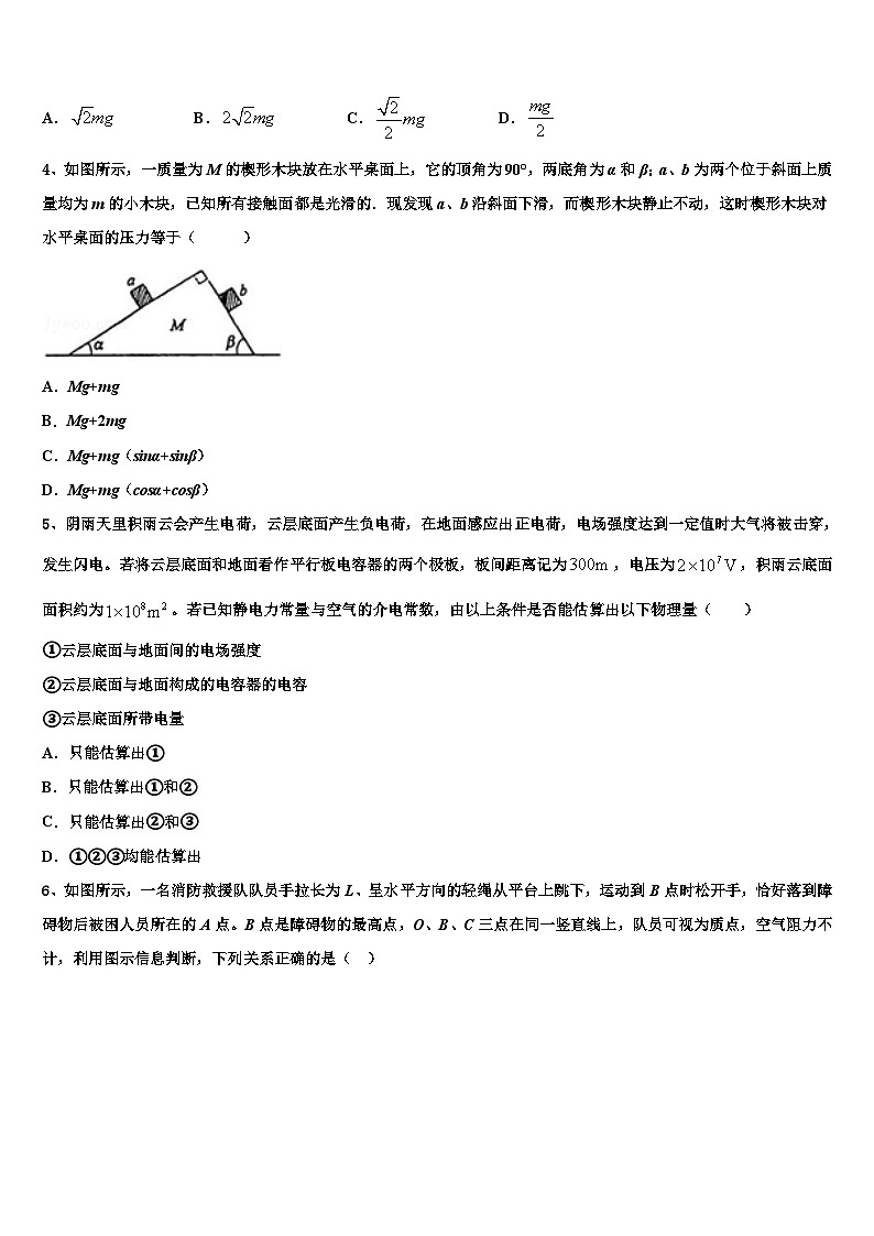 2026届河北省廊坊市六校联考高三下学期联考物理试题含解析第2页