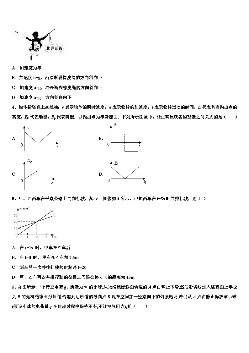 2026届河北省沧州市沧县中学高考物理三模试卷含解析第2页