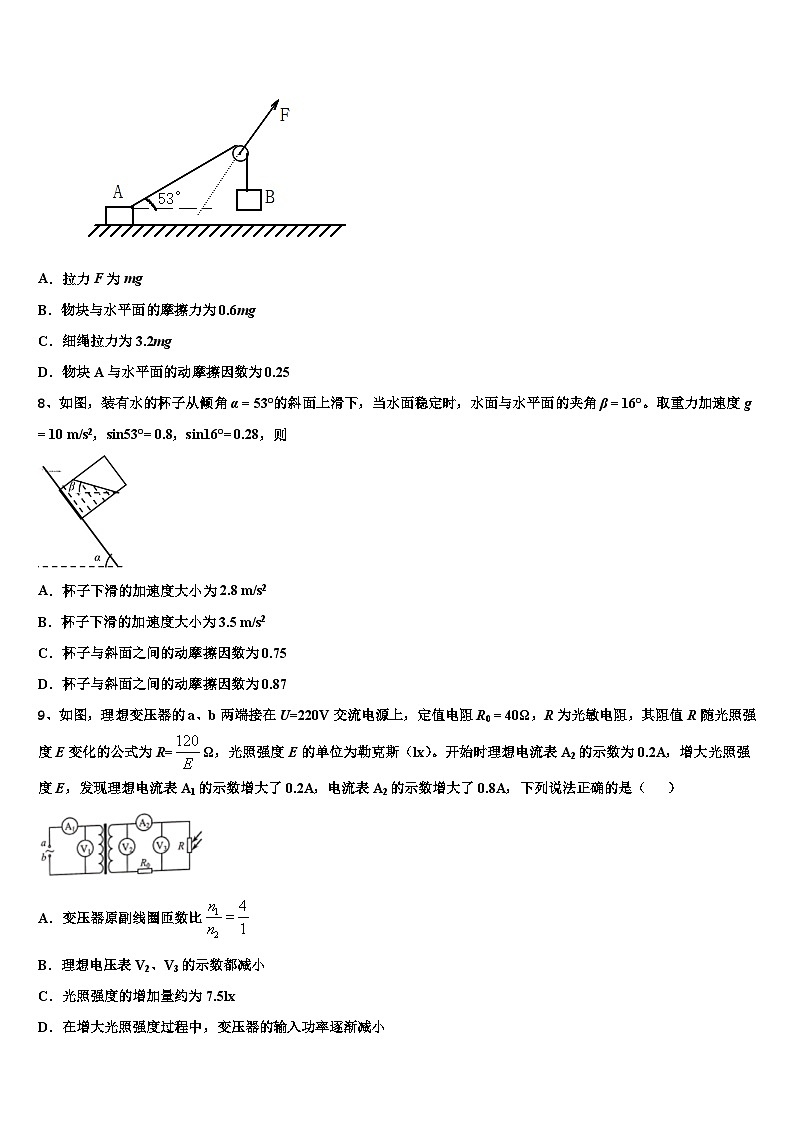 2026届河北省保定市重点高中高考压轴卷物理试卷含解析第3页