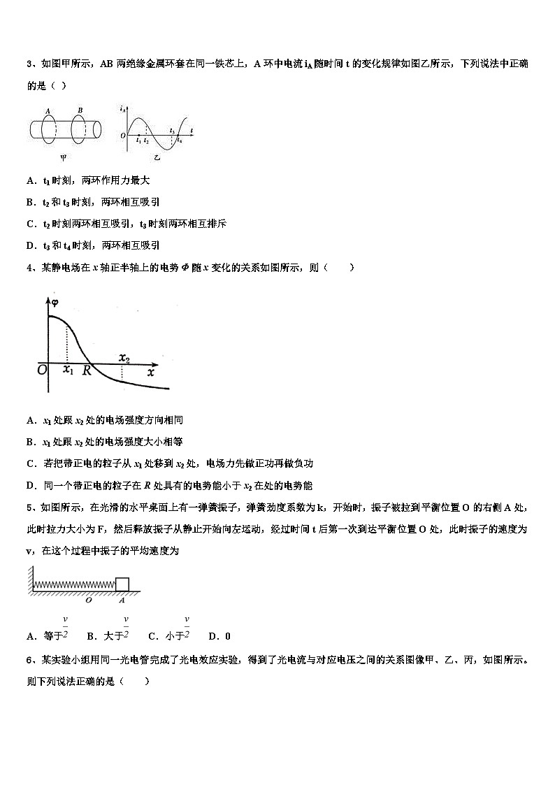 2026届河北省曲阳县第一高级中学高考物理全真模拟密押卷含解析第2页