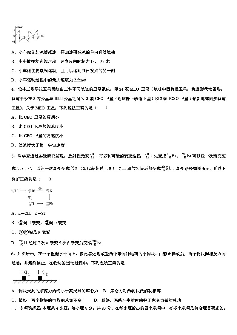 2026届河北省内丘中学高三第二次诊断性检测物理试卷含解析第2页