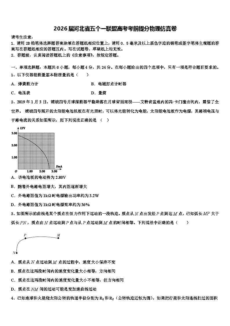 2026届河北省五个一联盟高考考前提分物理仿真卷含解析第1页
