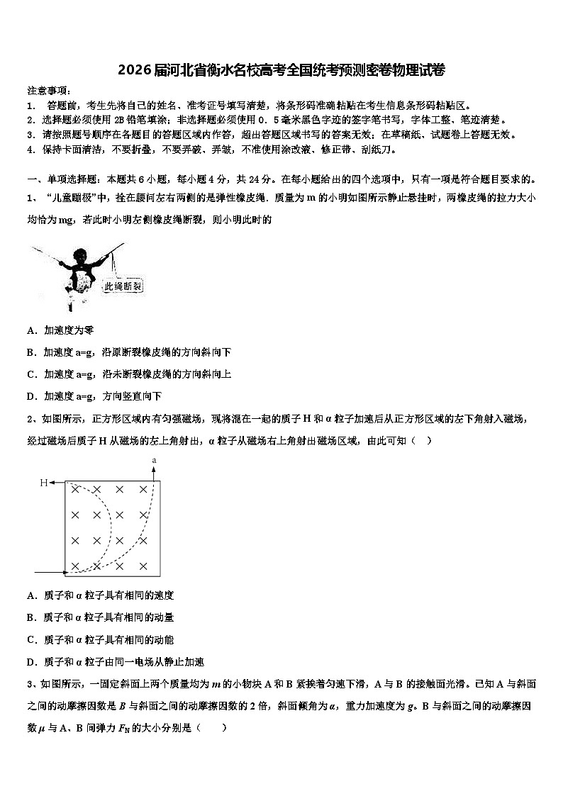 2026届河北省衡水名校高考全国统考预测密卷物理试卷含解析第1页