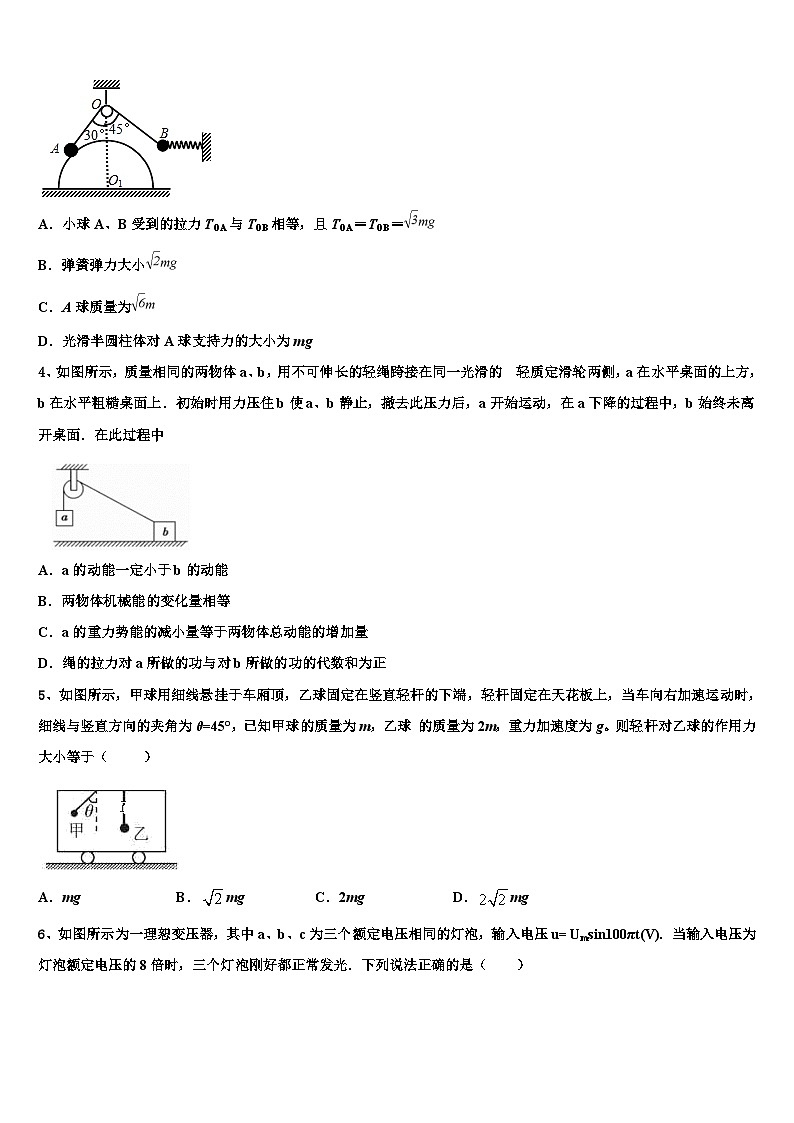 2026届河北省定兴中学高考适应性考试物理试卷含解析第2页