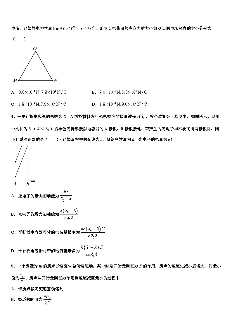 2026届河北省邯郸市临漳第一中学高考全国统考预测密卷物理试卷含解析第2页