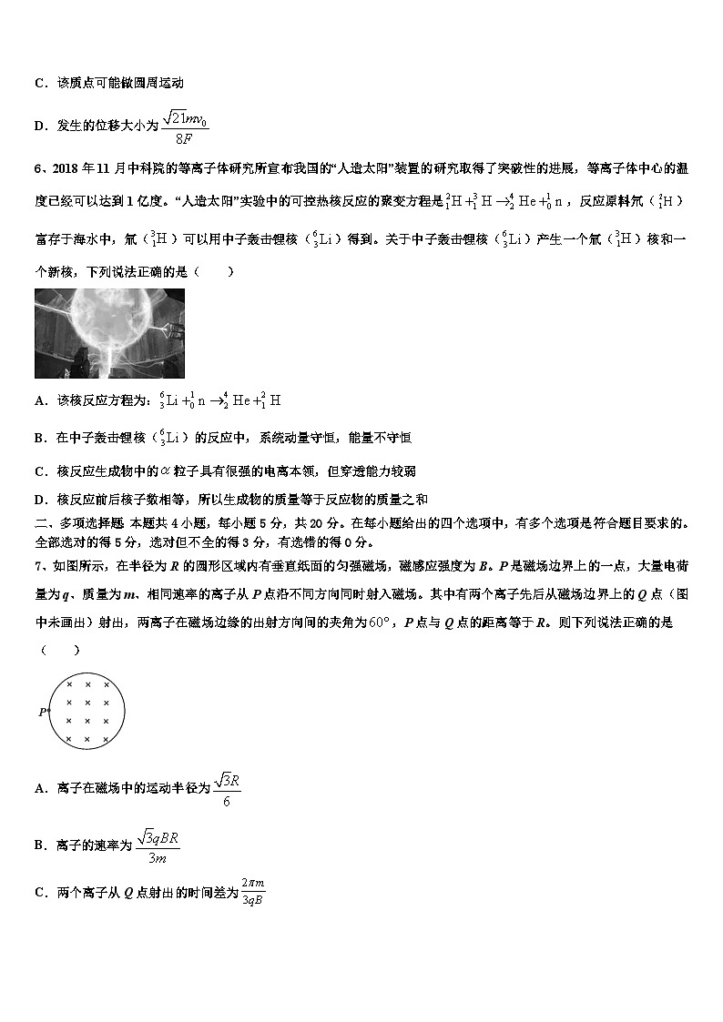 2026届河北省邯郸市临漳第一中学高考全国统考预测密卷物理试卷含解析第3页