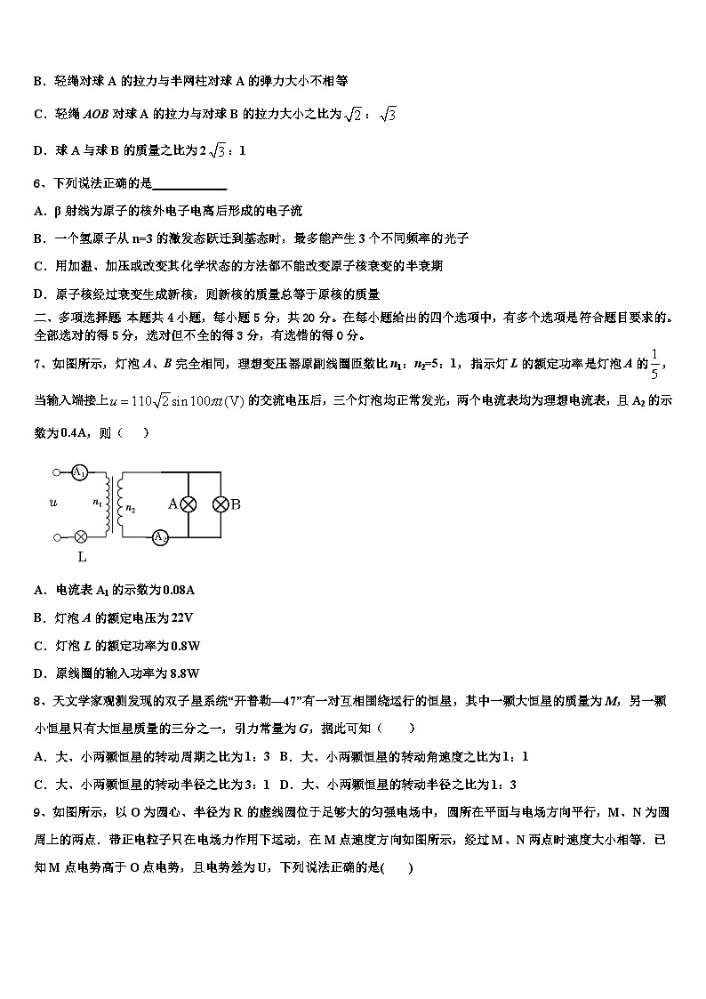 2026届河北省邯郸市武安三中高考全国统考预测密卷物理试卷含解析第3页