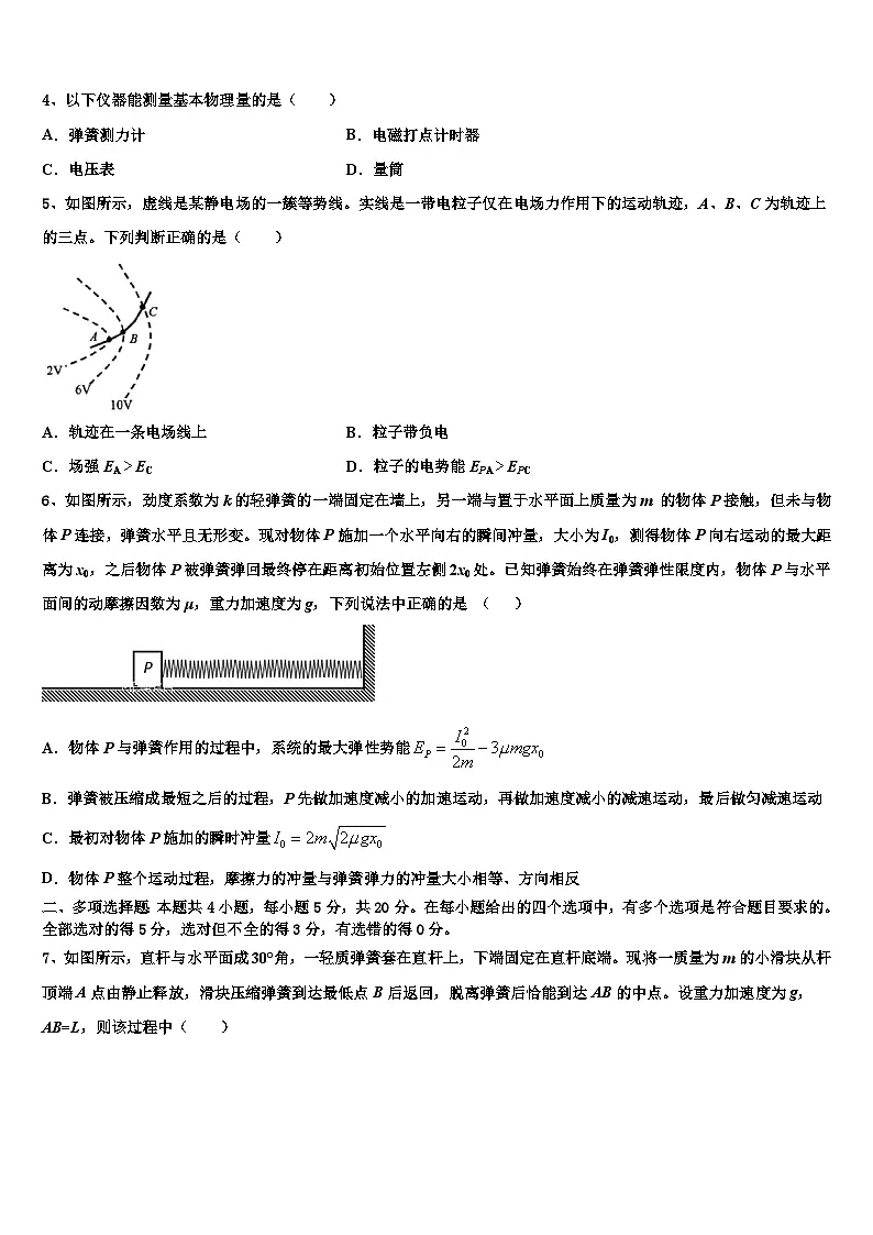 2026届河北省大名一中高三3月份第一次模拟考试物理试卷含解析第2页