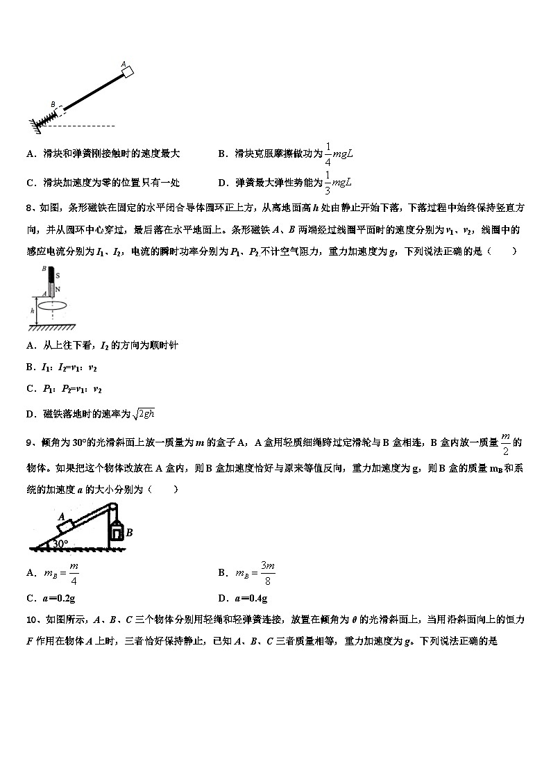2026届河北省大名一中高三3月份第一次模拟考试物理试卷含解析第3页