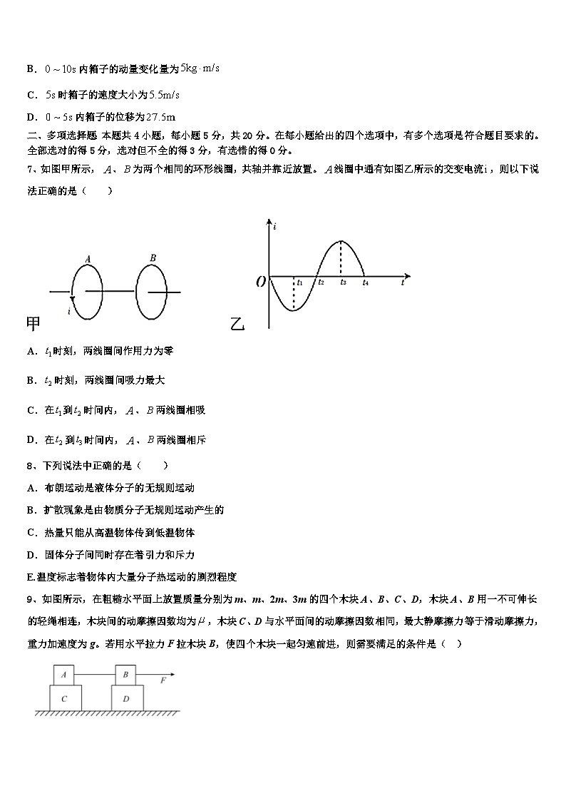 2026届河北省秦皇岛市重点中学高三3月份第一次模拟考试物理试卷含解析第3页