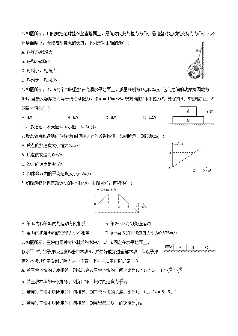 2024-2025学年云南省西双版纳一中等四校高一（上）期末物理试卷（含答案）第2页