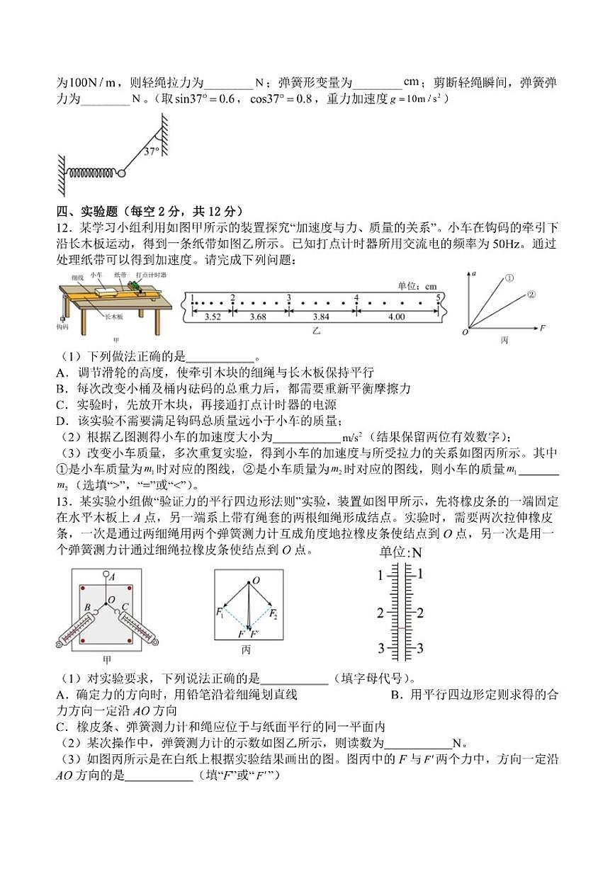 2025-2026学年福建省龙岩市上杭县第一中学高一上学期12月月考物理试题（有解析）第3页
