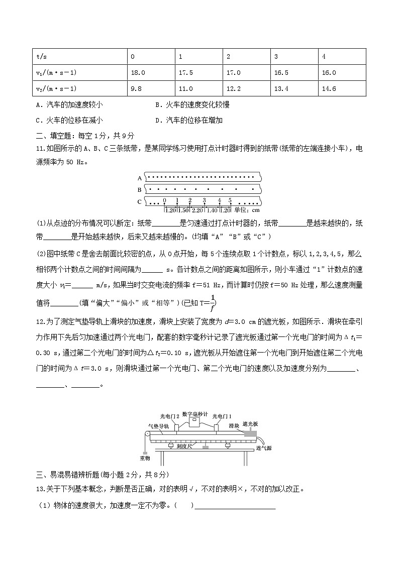 天津市静海区2025_2026学年高一物理上学期10月月考试题第3页