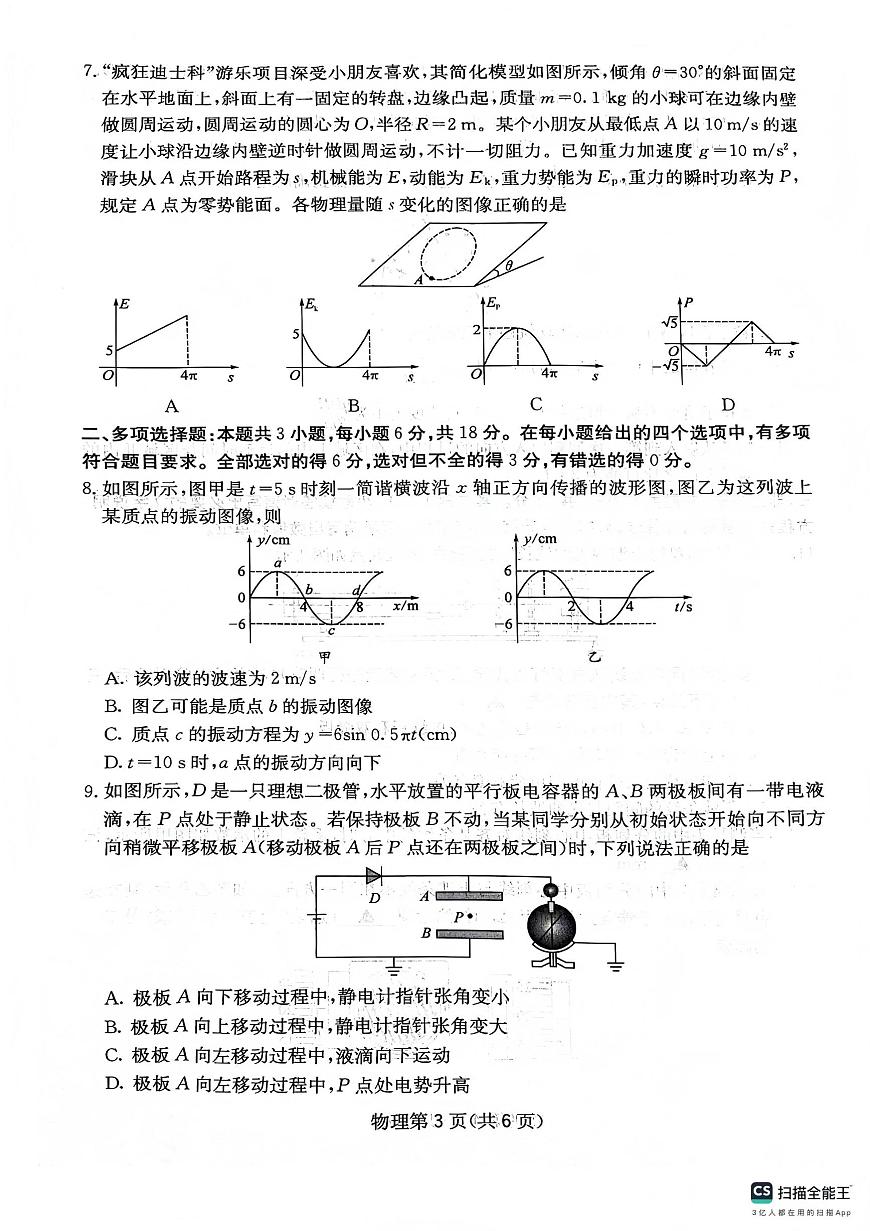 绵阳南山中学高2023级高三上学期1月第五次教学质量检测物理试卷+答案第3页