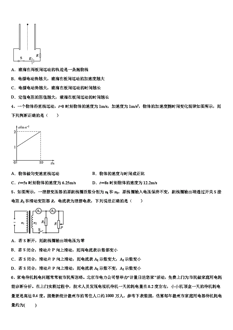 2026届河北唐山市区县联考高考物理三模试卷含解析第2页