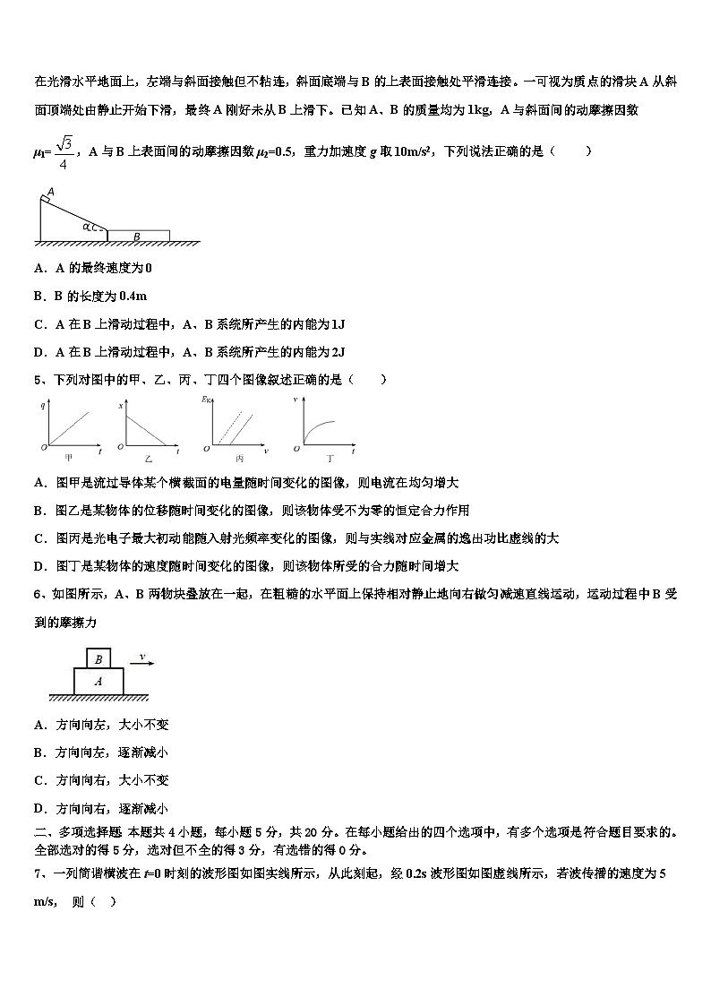 2026届河北省枣强中学高考物理五模试卷含解析第2页