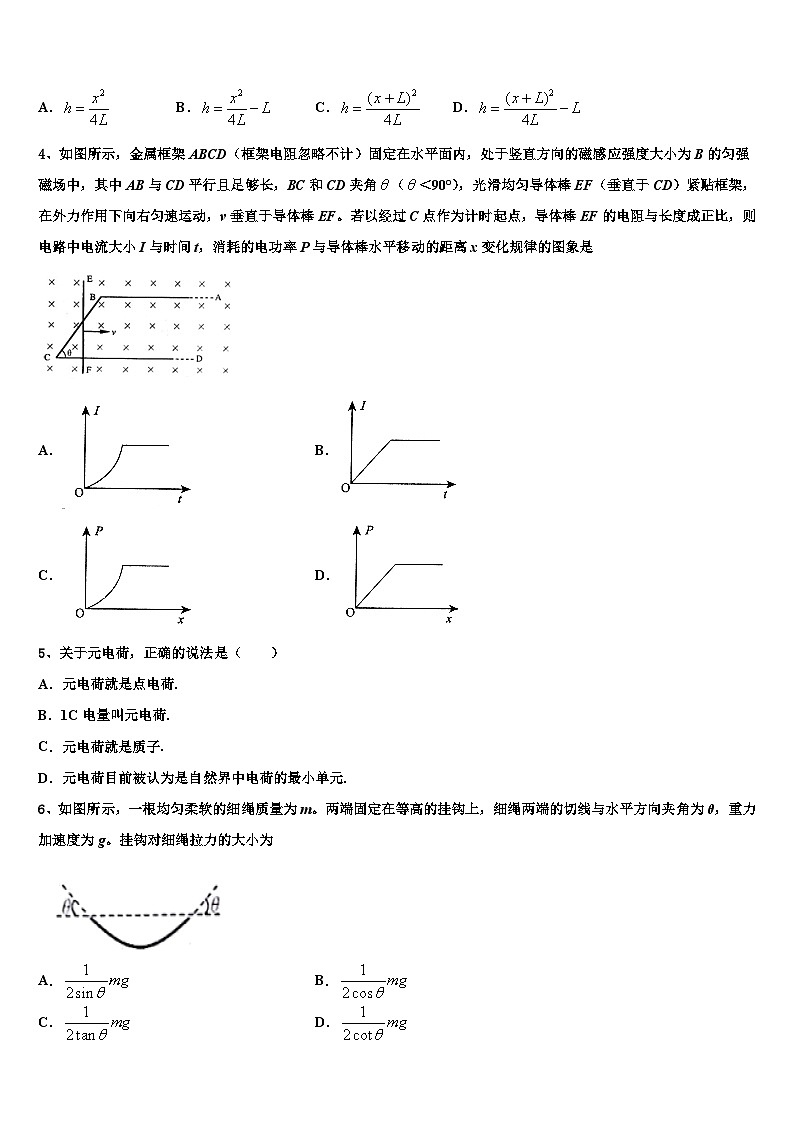 2026届河北省张家口市第四中学高考物理考前最后一卷预测卷含解析第2页