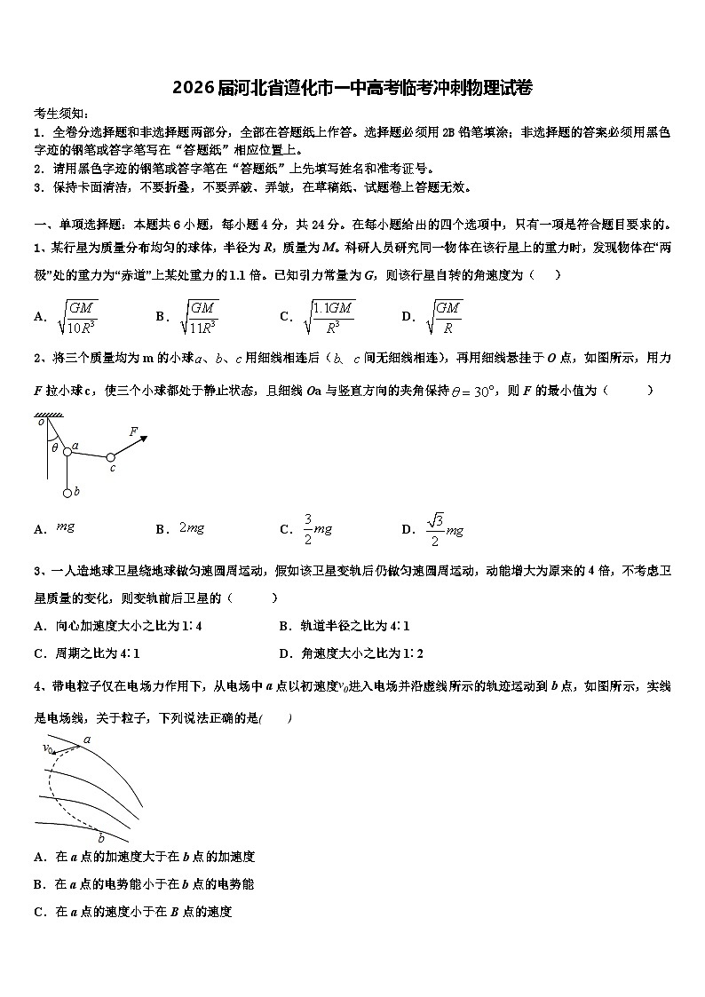 2026届河北省遵化市一中高考临考冲刺物理试卷含解析第1页