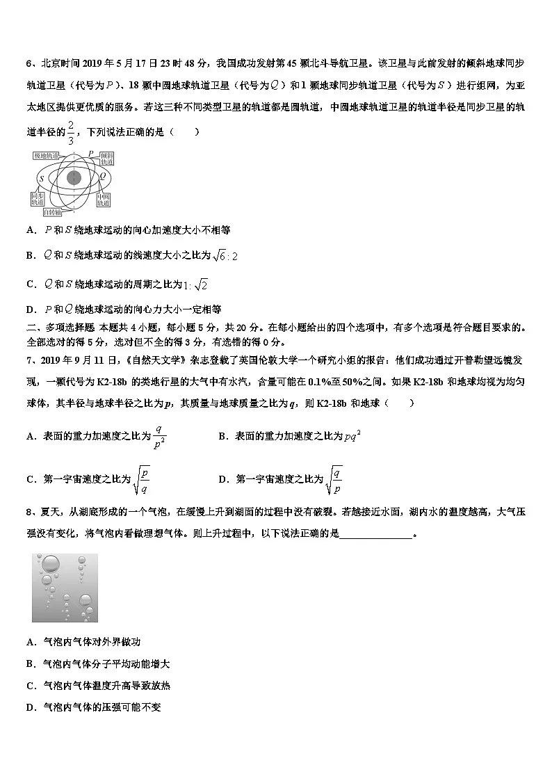 2026届河北唐山市高三下学期一模考试物理试题含解析第3页