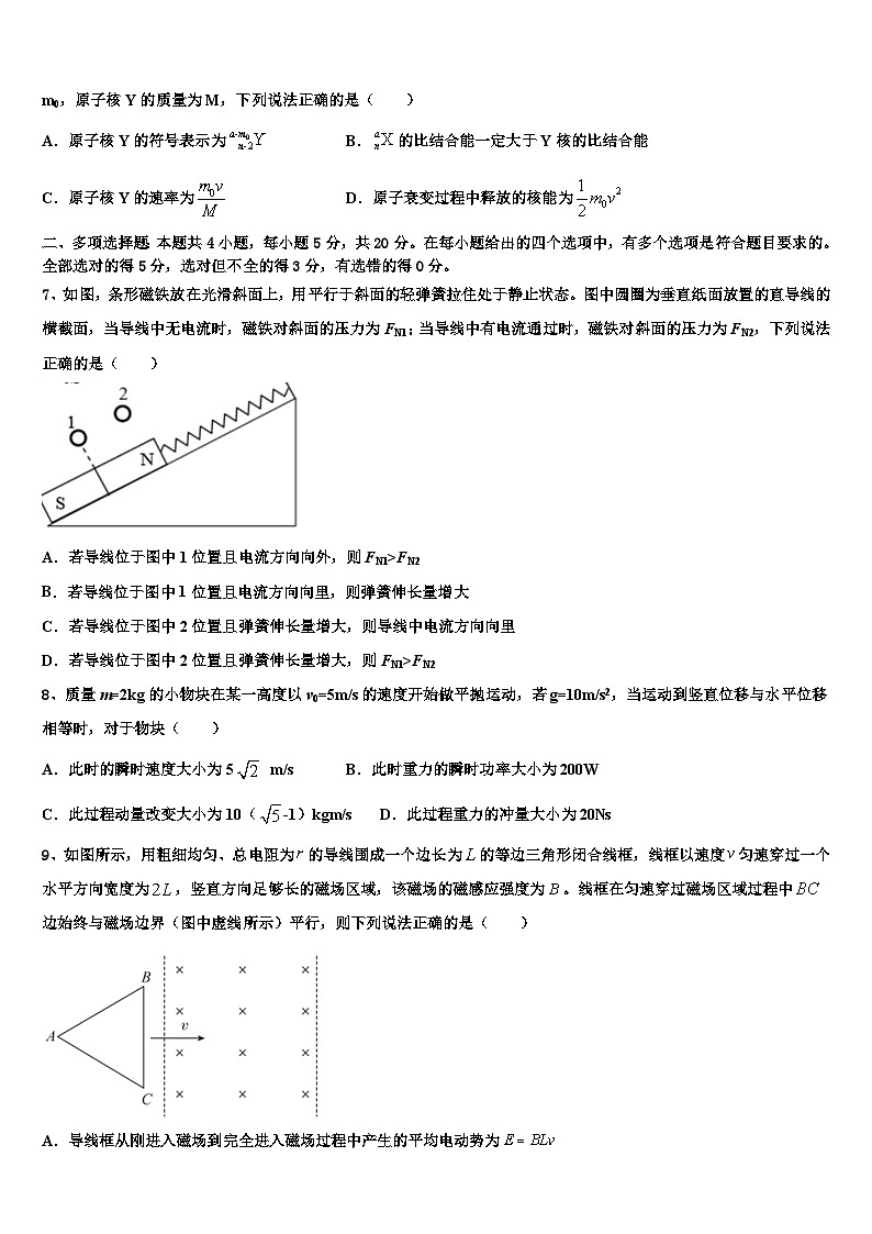 2026届河南省鹤壁高中高考适应性考试物理试卷含解析第3页