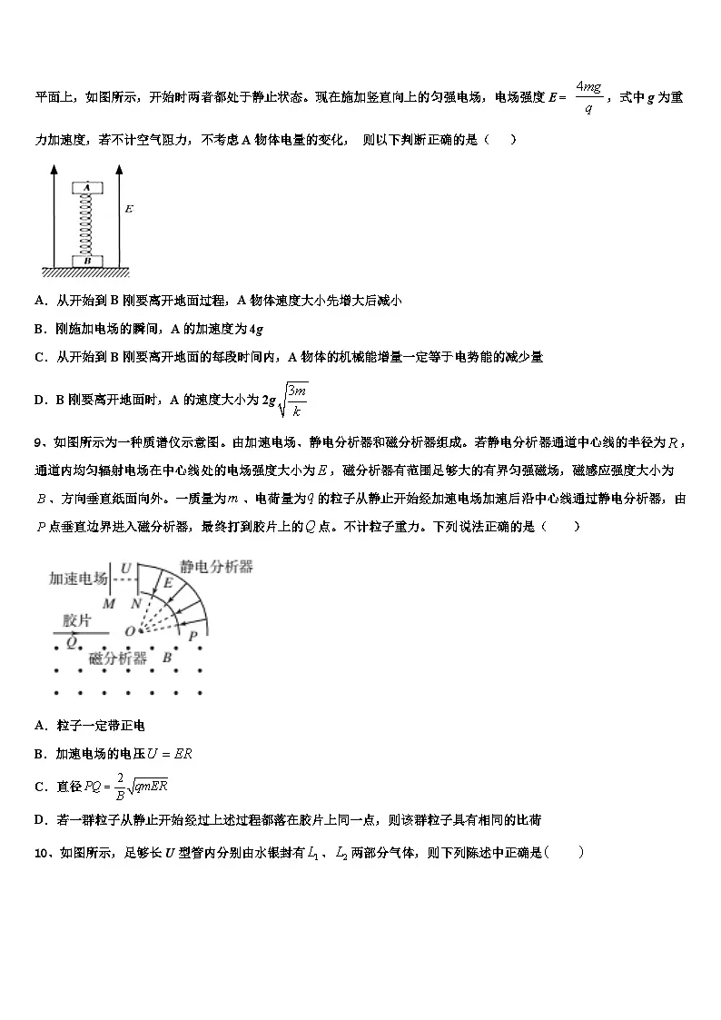 2026届河南省安阳市安阳县第一高级中学高考压轴卷物理试卷含解析第3页