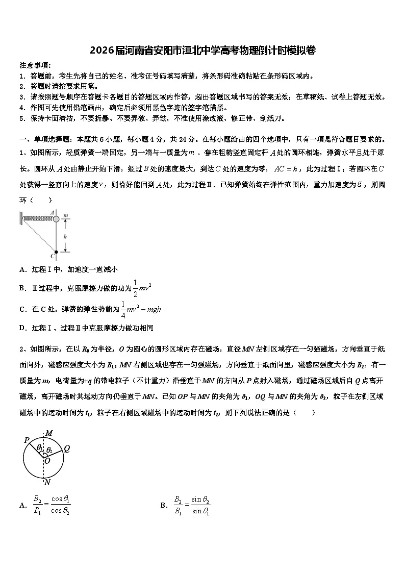 2026届河南省安阳市洹北中学高考物理倒计时模拟卷含解析第1页
