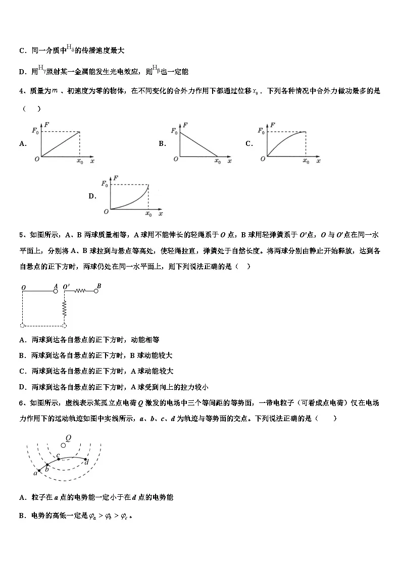 2026届河南省安阳市三十六中高考冲刺押题（最后一卷）物理试卷含解析第2页